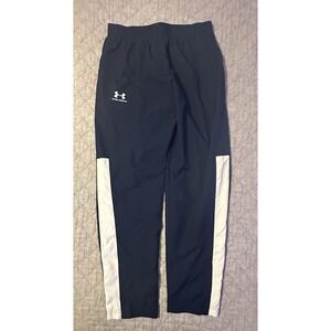 Under Armour Track Pants Mens Large Navy Blue White Stripe Athletic Loose Ankle